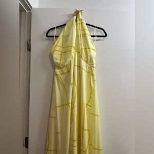 Banana Republic Yellow Patterned Midi Dress